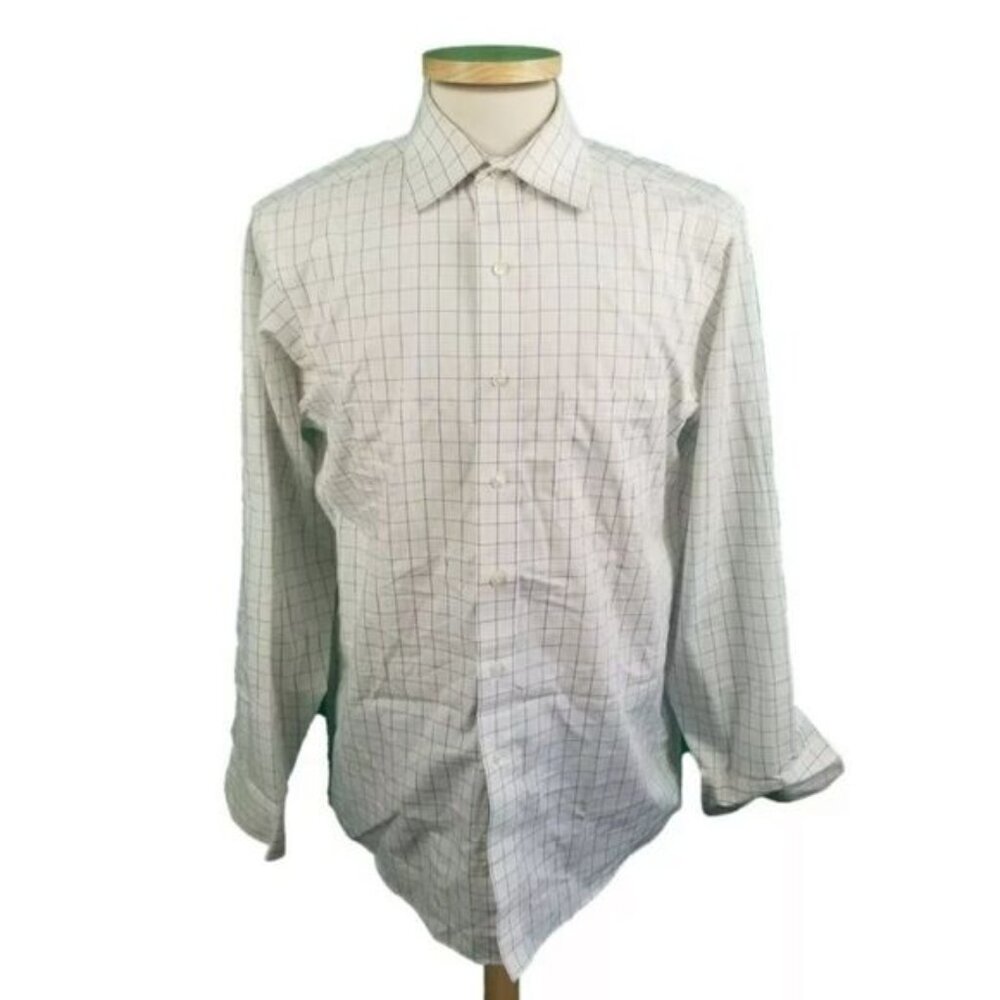 Donald Trump 15 1/2 x 34/35 White Checked Dress Shirt
